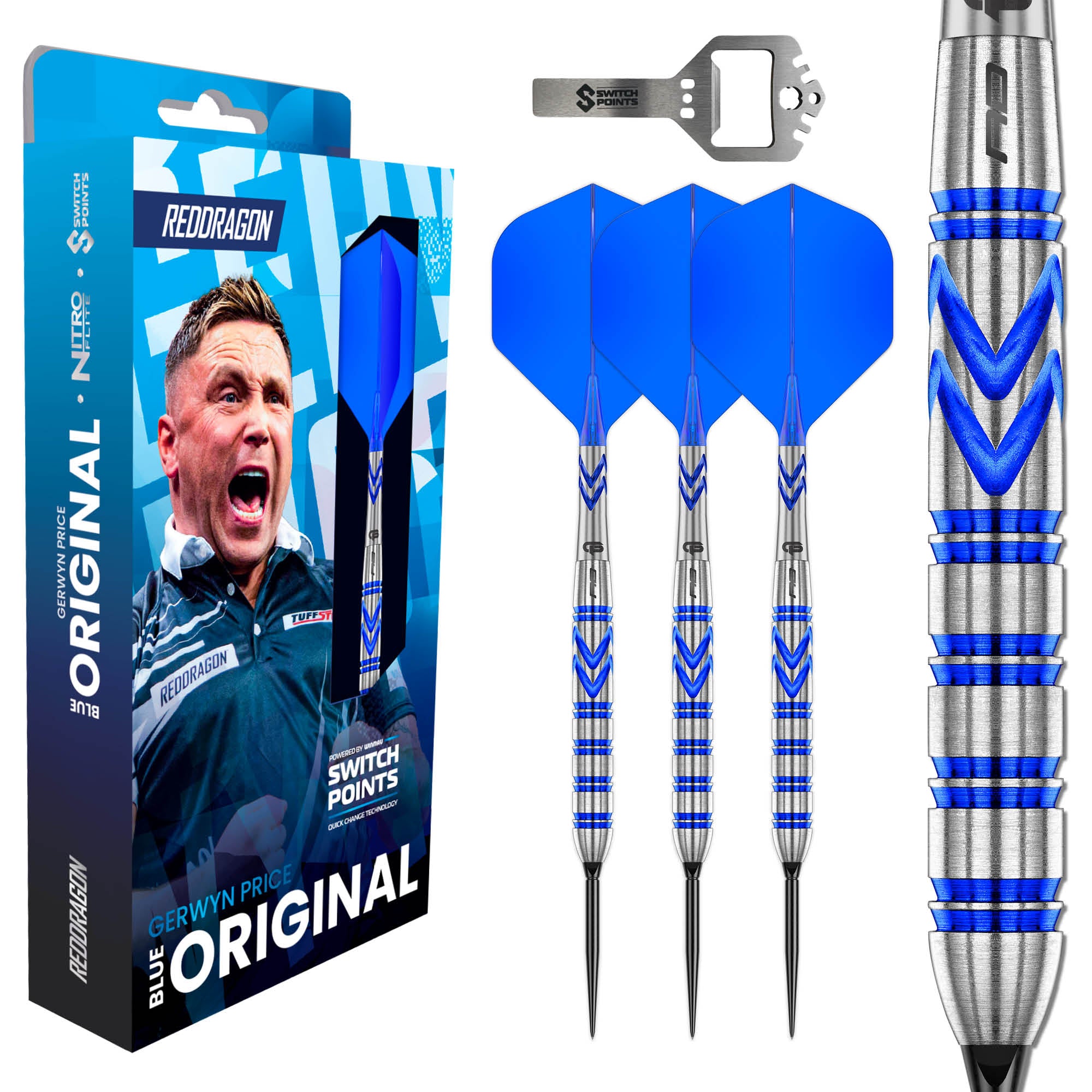 Gerwyn Price - Blue Original Switch Points 90% Steeldarts - DreamDarts Dartshop