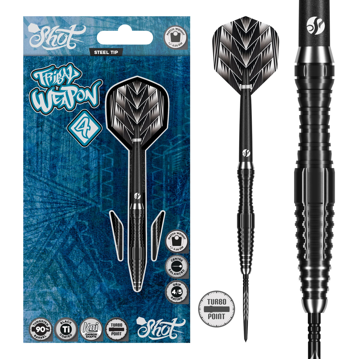Shot Tribal Weapon 4 90% Turbo Point Steeldarts - DreamDarts Dartshop