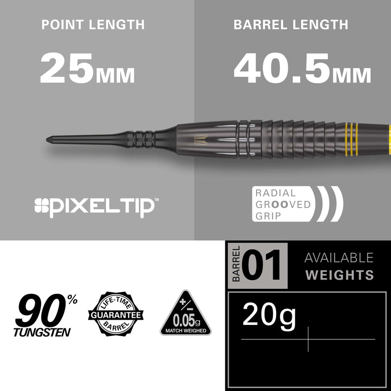 Scott "Shaggy" Williams BLACK 90% Softdarts - DreamDarts Dartshop