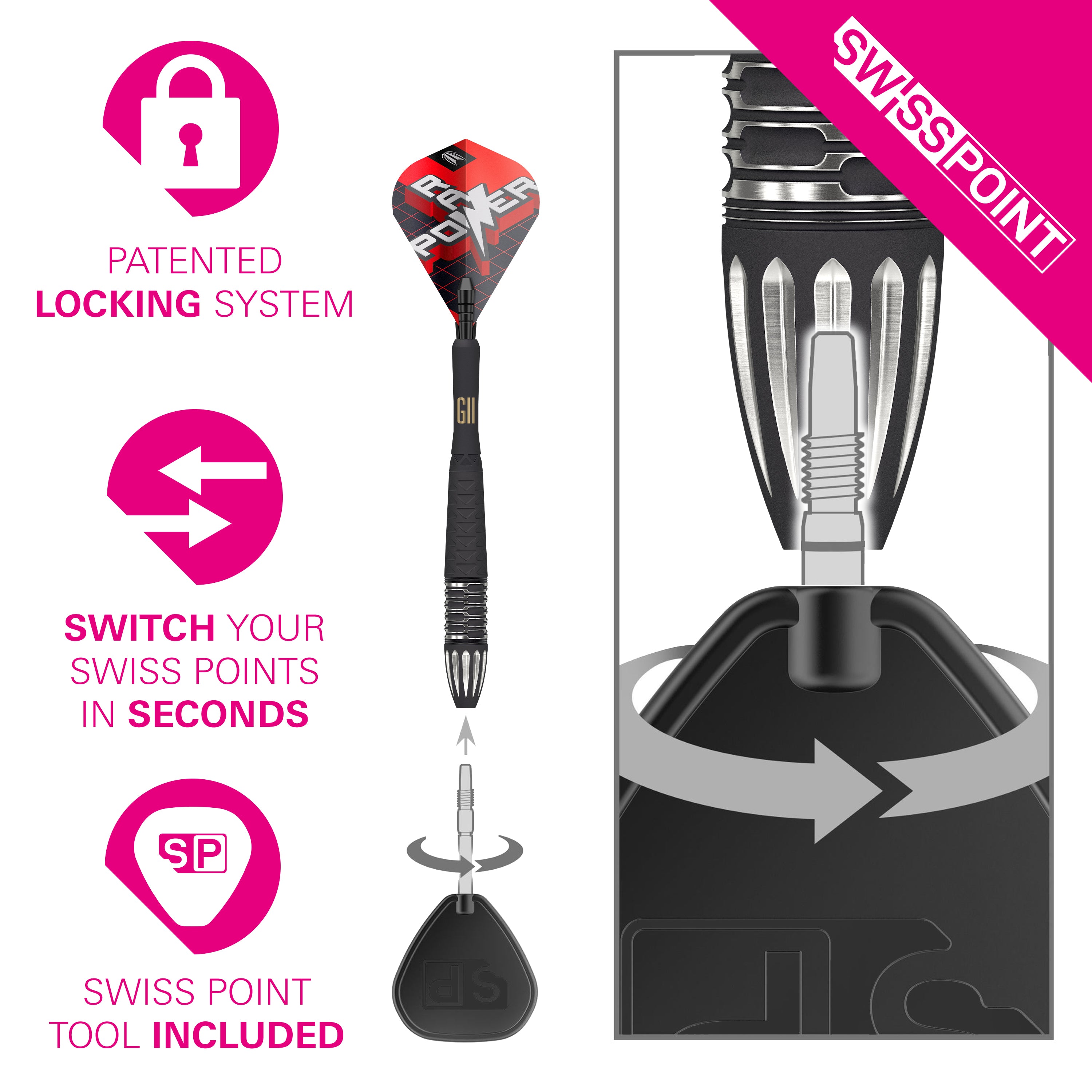 PHIL TAYLOR RAW POWER G11 95% STEEL TIP DARTS - DreamDarts Dartshop