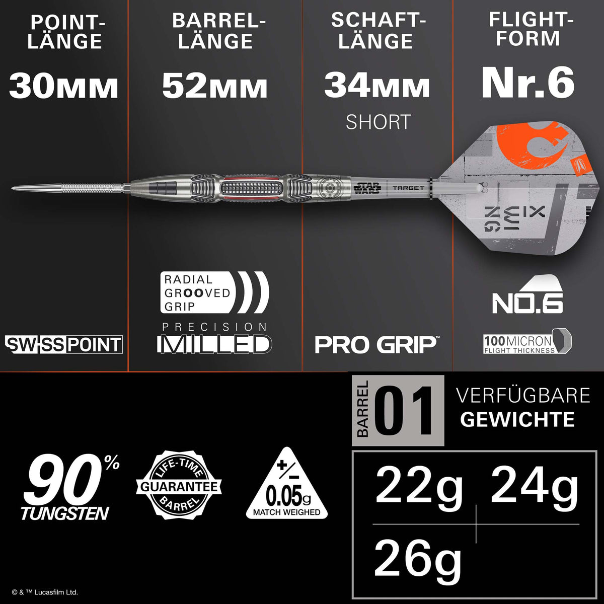 STAR WARS X-Wing 90% Steeldarts - DreamDarts Dartshop