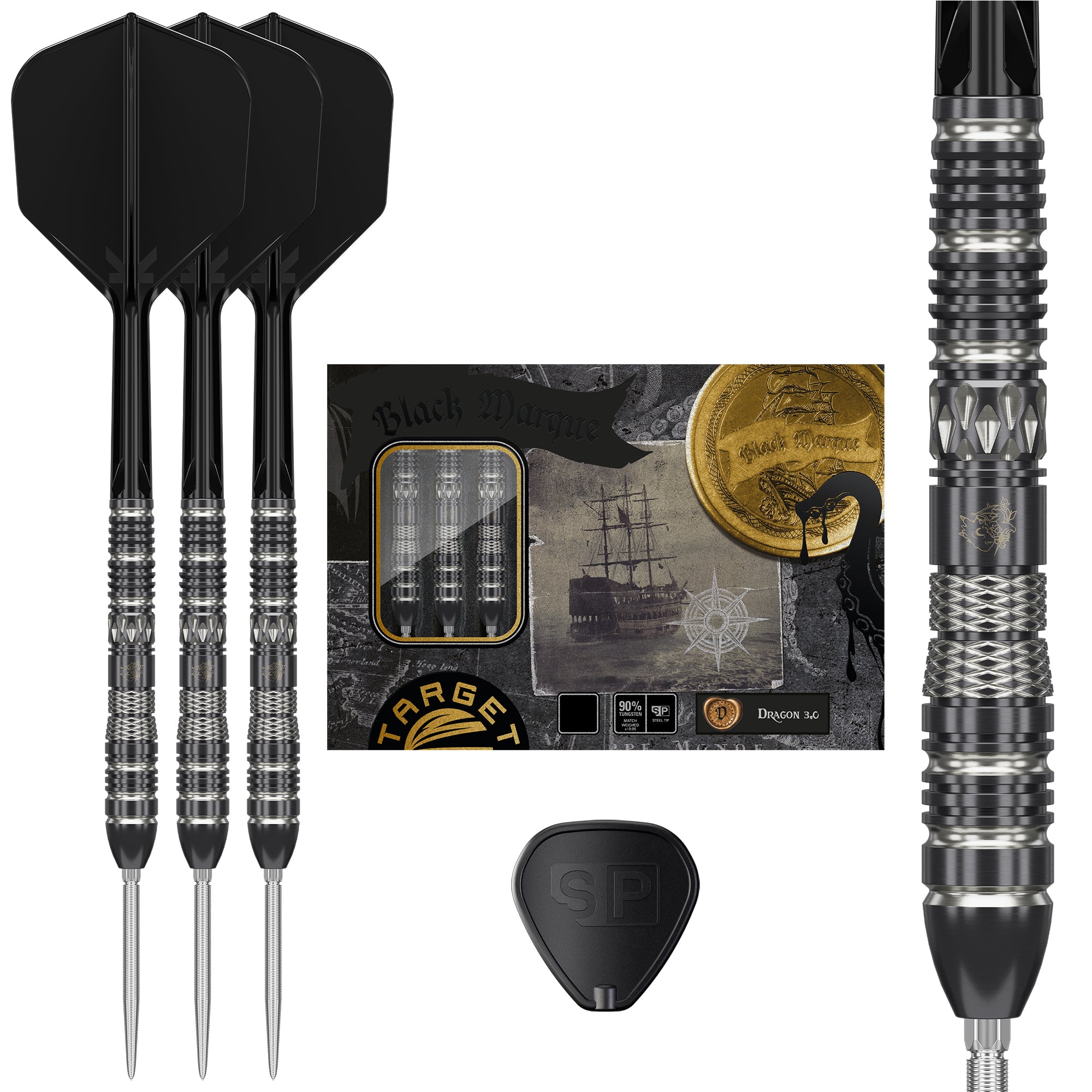 Black Marque Dragon 3.0 90% SP Steeldarts - DreamDarts Dartshop