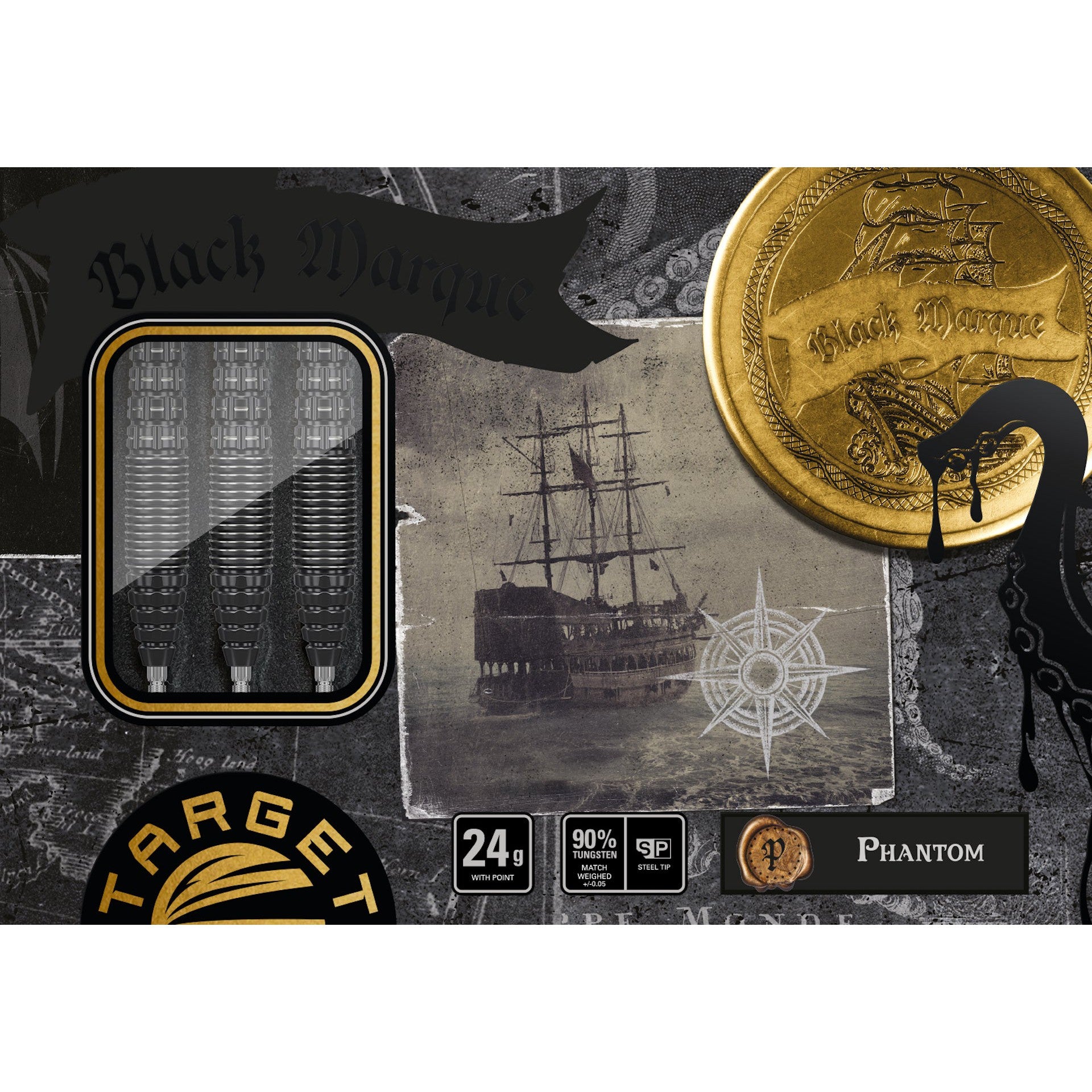 Black Marque Phantom 90% 24G SWISS POINT STEEL 2024 - DreamDarts Dartshop