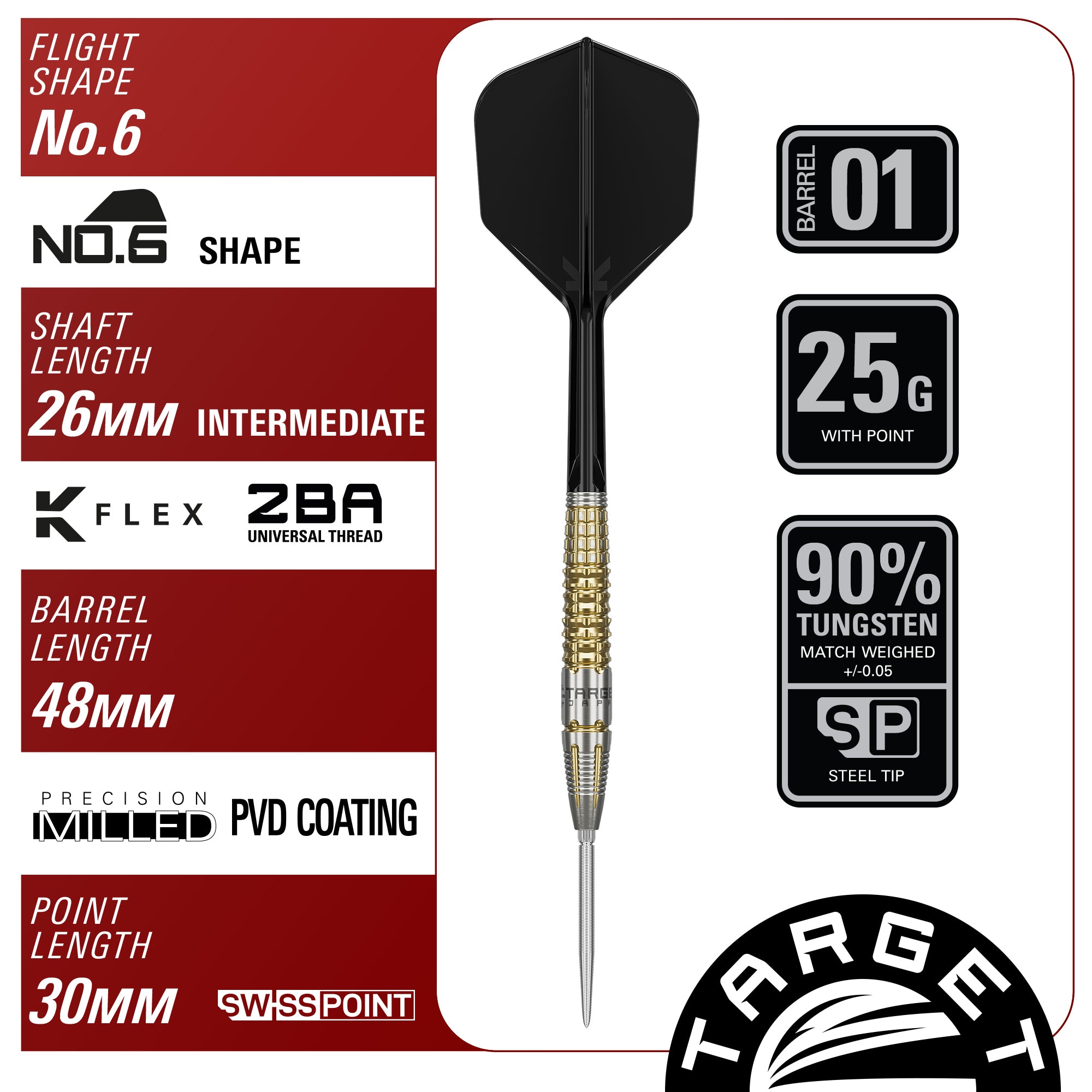 Black Marque Warrior 90% Steeldarts - DreamDarts Dartshop