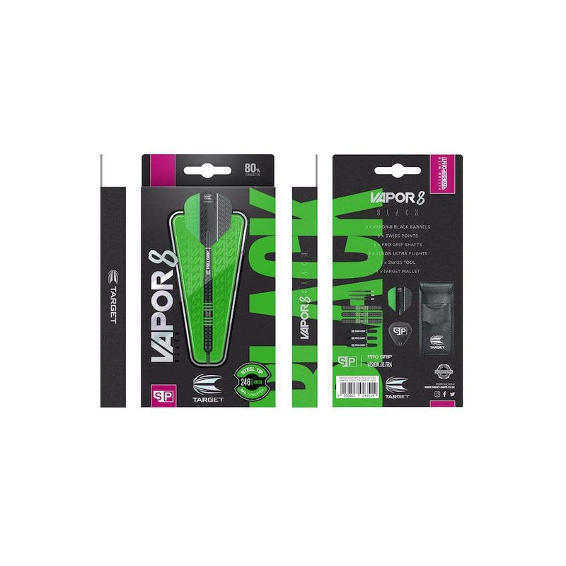 VAPOR 8 Black Green Swisspoint 80% Steeldarts - DreamDarts Dartshop