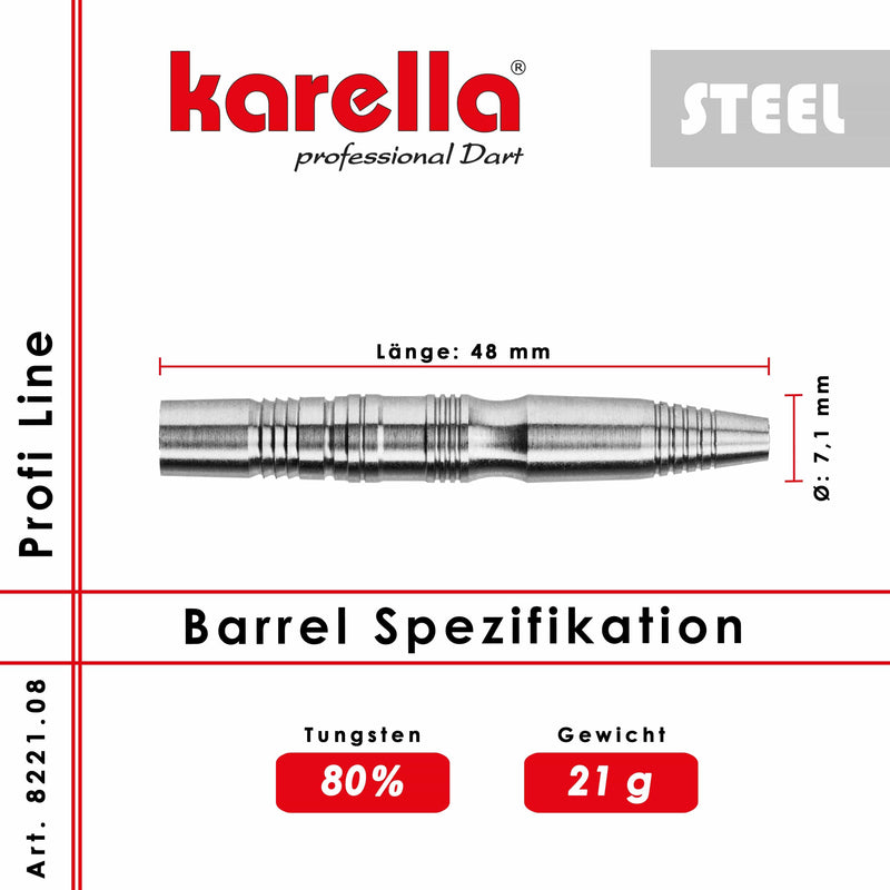 Steelbarrel Karella Profi Line 80% T. PL-08 21 g. - DreamDarts Online Dartshop