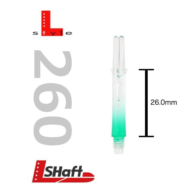 L-Style Two Tone Locked Straight Shafts Clear/Green - DreamDarts Dartshop