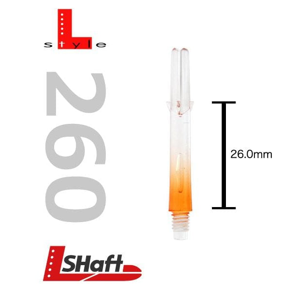 L-Style Two Tone Locked Straight Shafts Clear/Orange - DreamDarts Dartshop