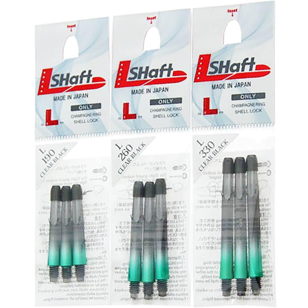 L-Style Locked Two Tone Straight Shafts Black/Green - DreamDarts Online Dartshop