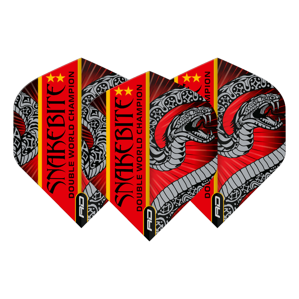 Peter Wright Snakebite Double World Champion Hardcore Standard Black & Red Flights - DreamDarts Dartshop