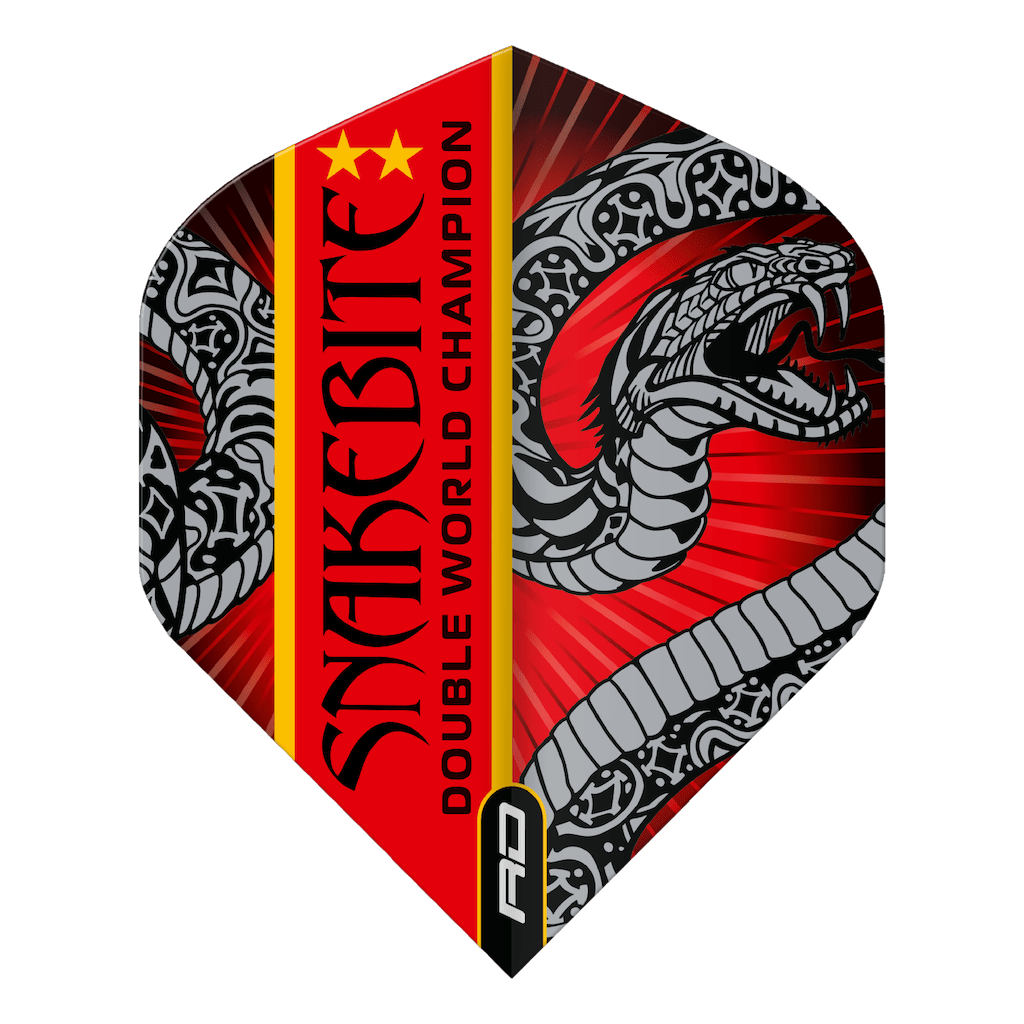 Peter Wright Snakebite Double World Champion Hardcore Standard Black & Red Flights - DreamDarts Dartshop
