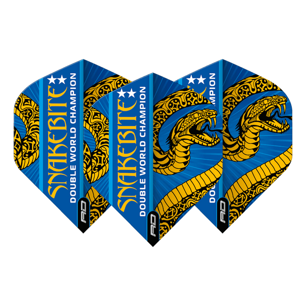Peter Wright Snakebite Double World Champion Hardcore Standard Blue & Gold Flights - DreamDarts Dartshop