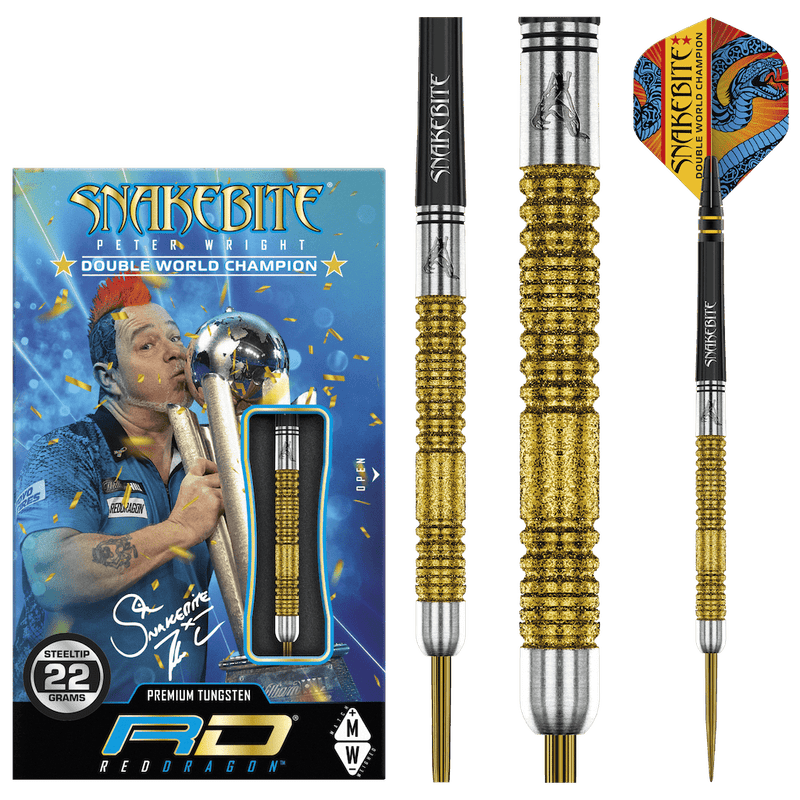 Peter Wright Snakebite Double World Champion SE Gold Plus Steeldarts - DreamDarts Dartshop