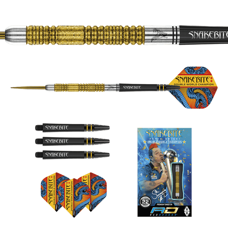 Peter Wright Snakebite Double World Champion SE Gold Plus Steeldarts - DreamDarts Dartshop