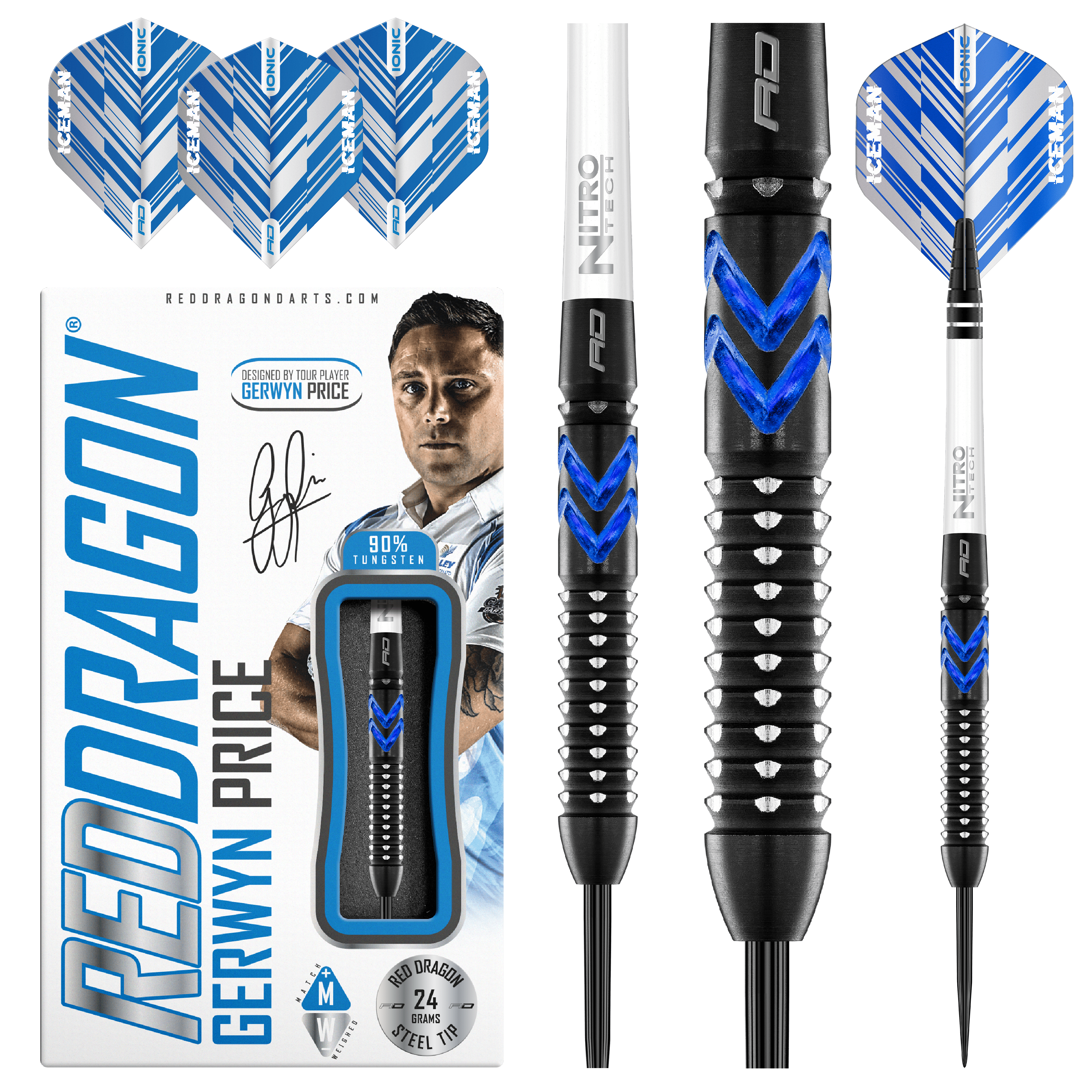 Red Dragon Gerwyn Price Blue Ice SE Steeldarts - DreamDarts Online Dartshop