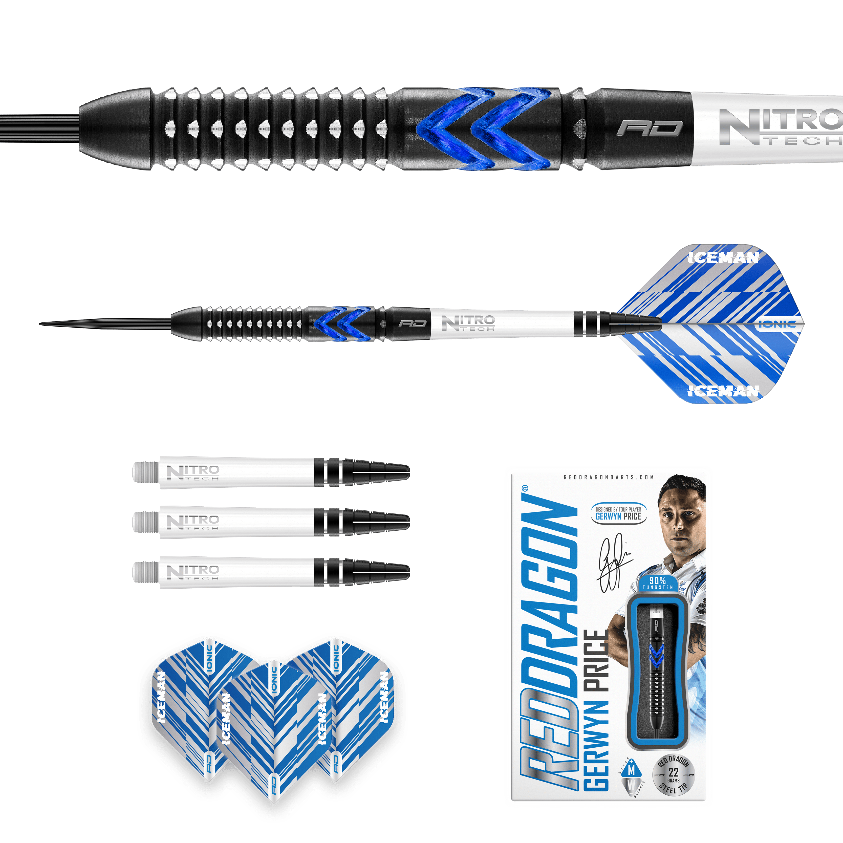 Red Dragon Gerwyn Price Blue Ice SE Steeldarts - DreamDarts Online Dartshop
