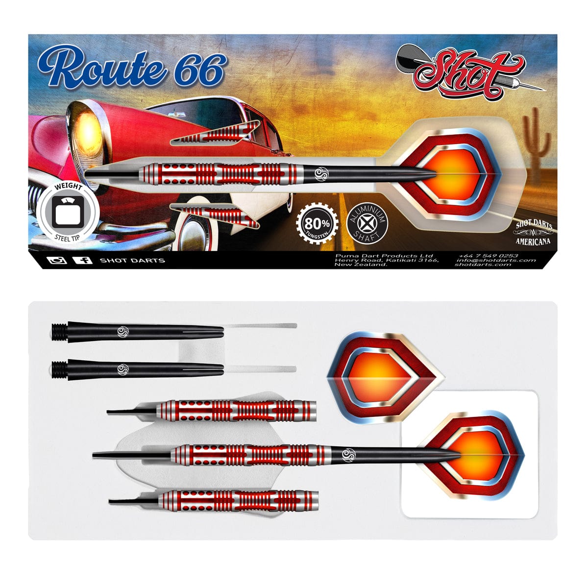 Shot Americana Route 66 80% Steeldart - DreamDarts Dartshop