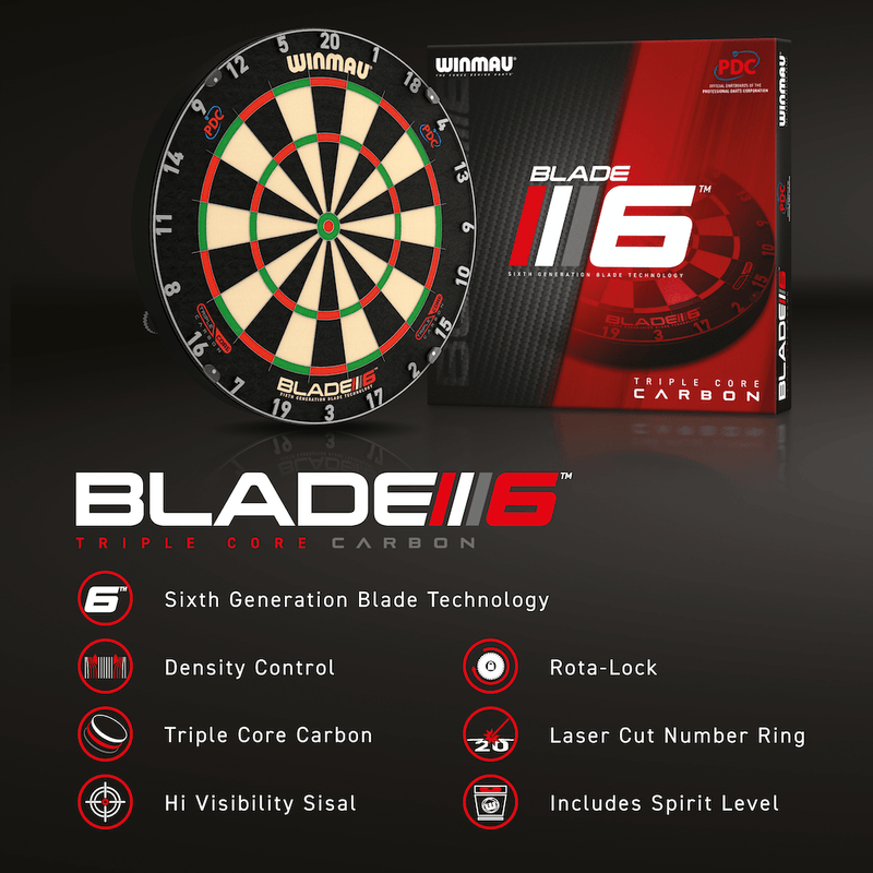 WINMAU Blade 6 Triple Core Carbon Dartboard - PDC Edition - DreamDarts Dartshop