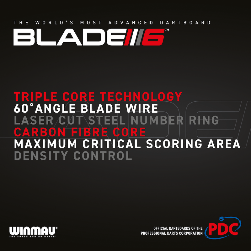 WINMAU Blade 6 Triple Core Carbon Dartboard - PDC Edition - DreamDarts Dartshop
